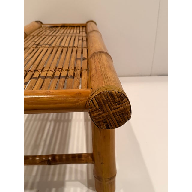 Bamboo & Rattan Midcentury Modern Bench For Sale - Image 9 of 11