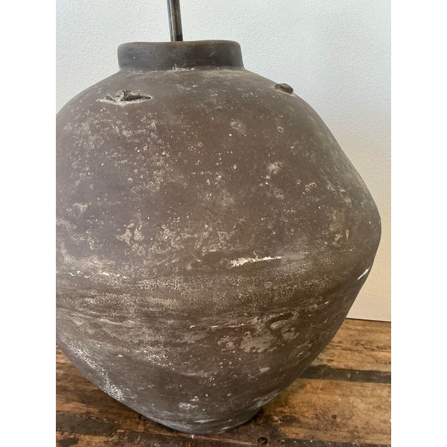 Late 20th Century Vintage Primitive Matte Ceramic Lamp For Sale - Image 5 of 12