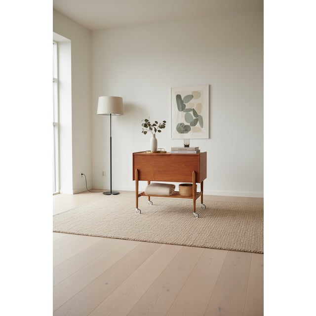 Wood Danish Sewing Cart in Teak with Storage and Insert, 1960s For Sale - Image 7 of 12
