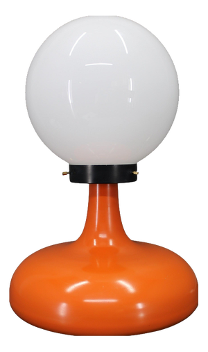 Italian Space Age Lacquered Metal Table Lamp with Milk Glass, 1970s
