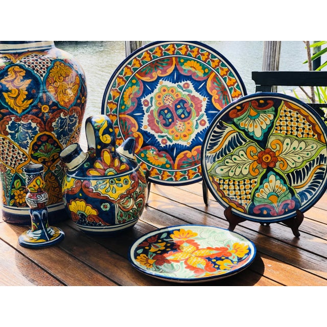 19th Century Earthware Glazed Large Hand-Painted Pitcher For Sale In Miami - Image 6 of 7