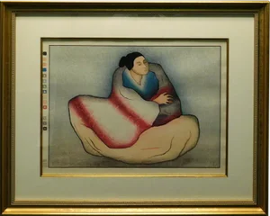 1982 R.C. Gorman "Monica" Hand Signed Woodblock Printed in Tokyo, Japan, Custom Framed