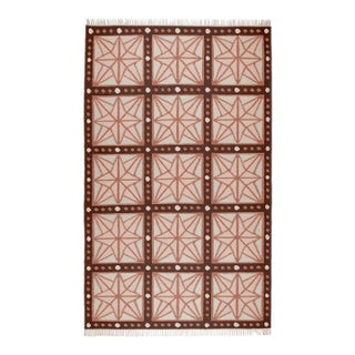 Part & Parcel Goods Wool Star Rug, 2’6” x 12', Bisque, Topaz, Chocolate and Eggshell For Sale