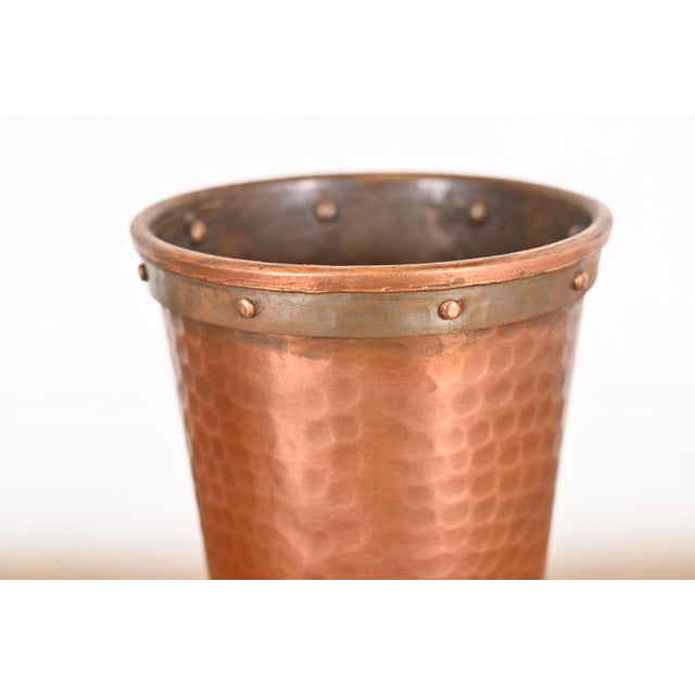 Joseph Heinrichs Style Arts and Crafts Hand Hammered Copper Vases, Pair Chairish