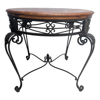 Table in Forged Metal and Wood For Sale