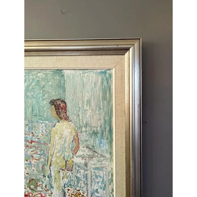 1960s Mid-Century Modern Swedish "Unnoticed" Vintage Nude Figurative Portrait Oil Painting, Framed For Sale - Image 5 of 10