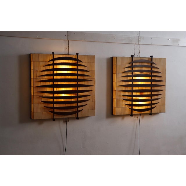 Sculptural Walnut and Paper Wall Lights, Italy, 1960s For Sale - Image 11 of 17