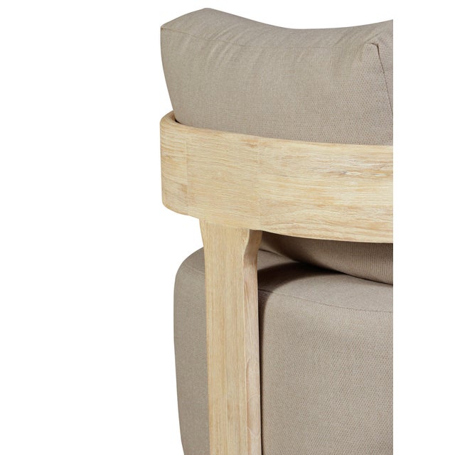 Eclipse Outdoor Solid Teak Wood Chair Natural Look - Gray Fabric For Sale - Image 9 of 12