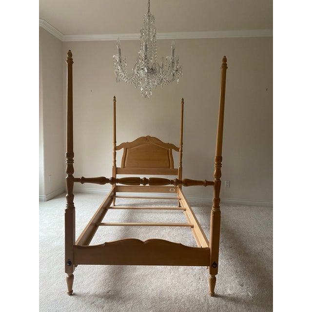 Late 20th Century ETHAN ALLEN TWIN CANOPY/POSTER BED COUNTRY FRENCH COLLECTION BISQUE. Provincial artistry and superior...