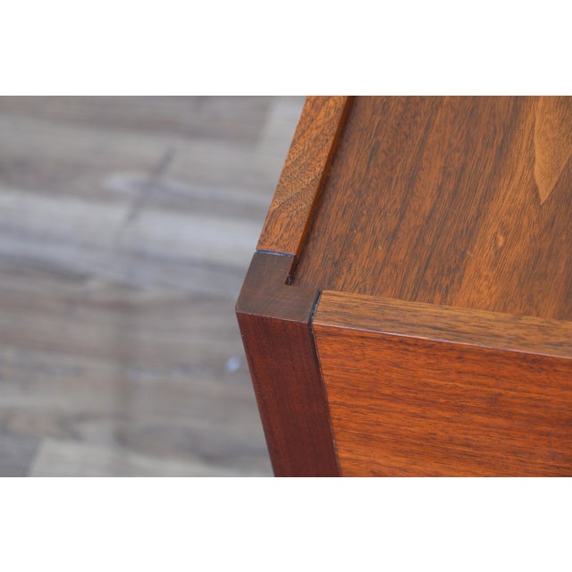 1960s Mid-Century Modern Walnut Coffee Table With Leather Magazine Holder & Brass Casters, C. 1960s For Sale - Image 5 of 18