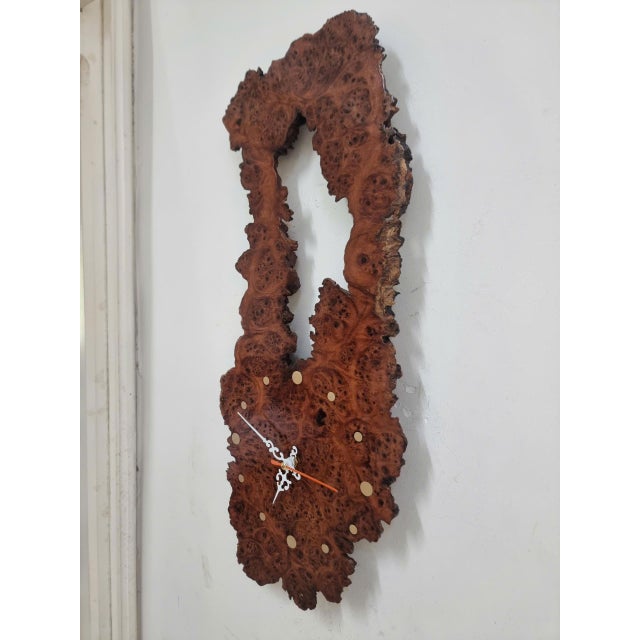 Gateway of Time – One-of-a-Kind Vietnamese Burl Elm Wood Wall Clock For Sale - Image 4 of 14