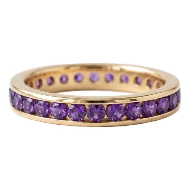 Dainty Amethyst Eternity Ring | Wedding Stacking Gemstone Band | February Birthstone Ring Us 7 For Sale