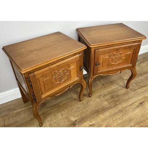 Vintage French Bedside Tables in Oak, Set of 2 For Sale - Image 3 of 14