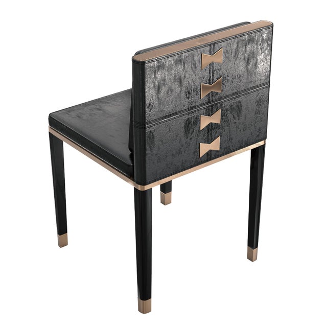 "Sabbia" Chair With Bronze and Tailor Made Leather For Sale - Image 9 of 12