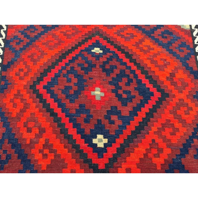 1980s Geometric Large Area Afghan Vintage Kilim Rug For Sale - Image 4 of 7