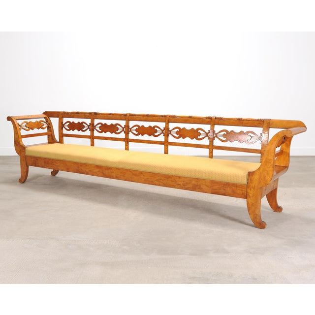 Biedermeier Monumental Swedish Biedermeier Style Burl Hall Bench 11.5 Ft For Sale - Image 3 of 18