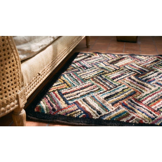1930s Multicolor Basket Weave Antique American Hooked Rug 2'4" X 17'3" Handknotted Wool Carpet For Sale - Image 13 of 14