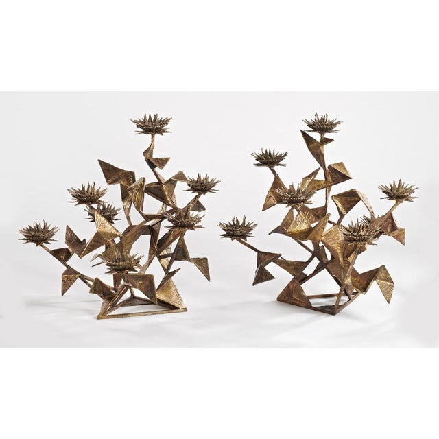 Contemporary Seven Thistle Candleholders by Hubert Le Gall, Set of 2 For Sale - Image 3 of 8