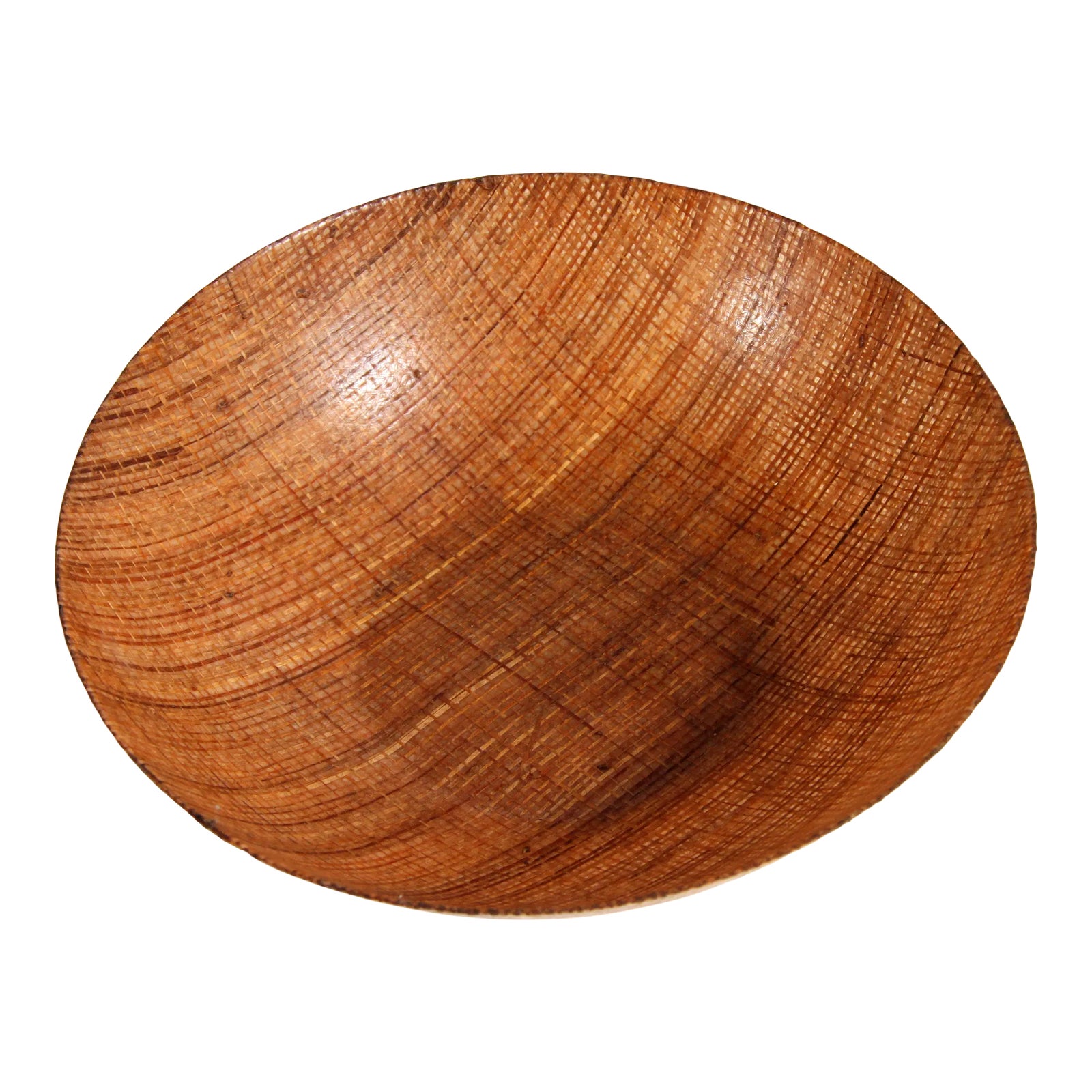 Mid Century Modern / Tiki Bar Woven Raffia Fiberglass Serving Bowl