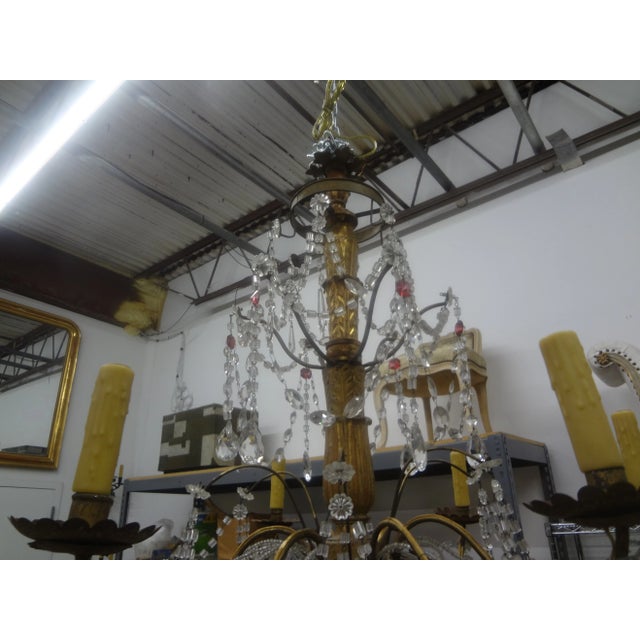 19th Century Italian Genovese Giltwood and Crystal Chandelier For Sale - Image 9 of 12