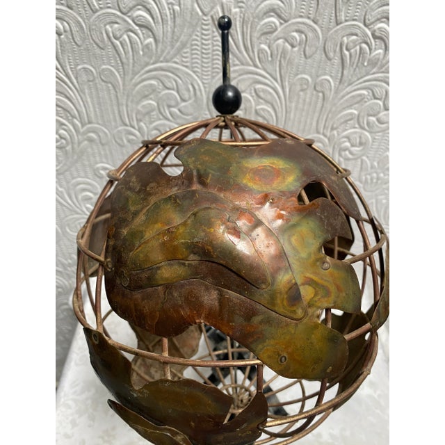 Mid-Century Modern Brass and Iron Hand Made Globe For Sale - Image 6 of 12