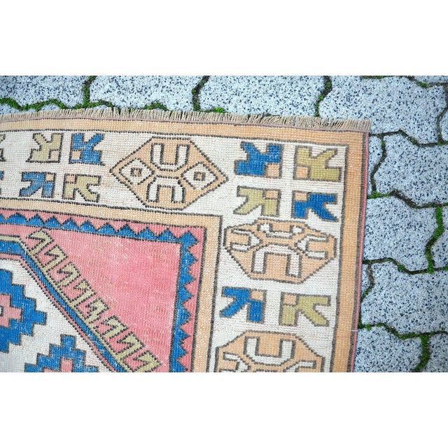 1960s Vintage Turkish Handmade Rug For Sale - Image 9 of 11