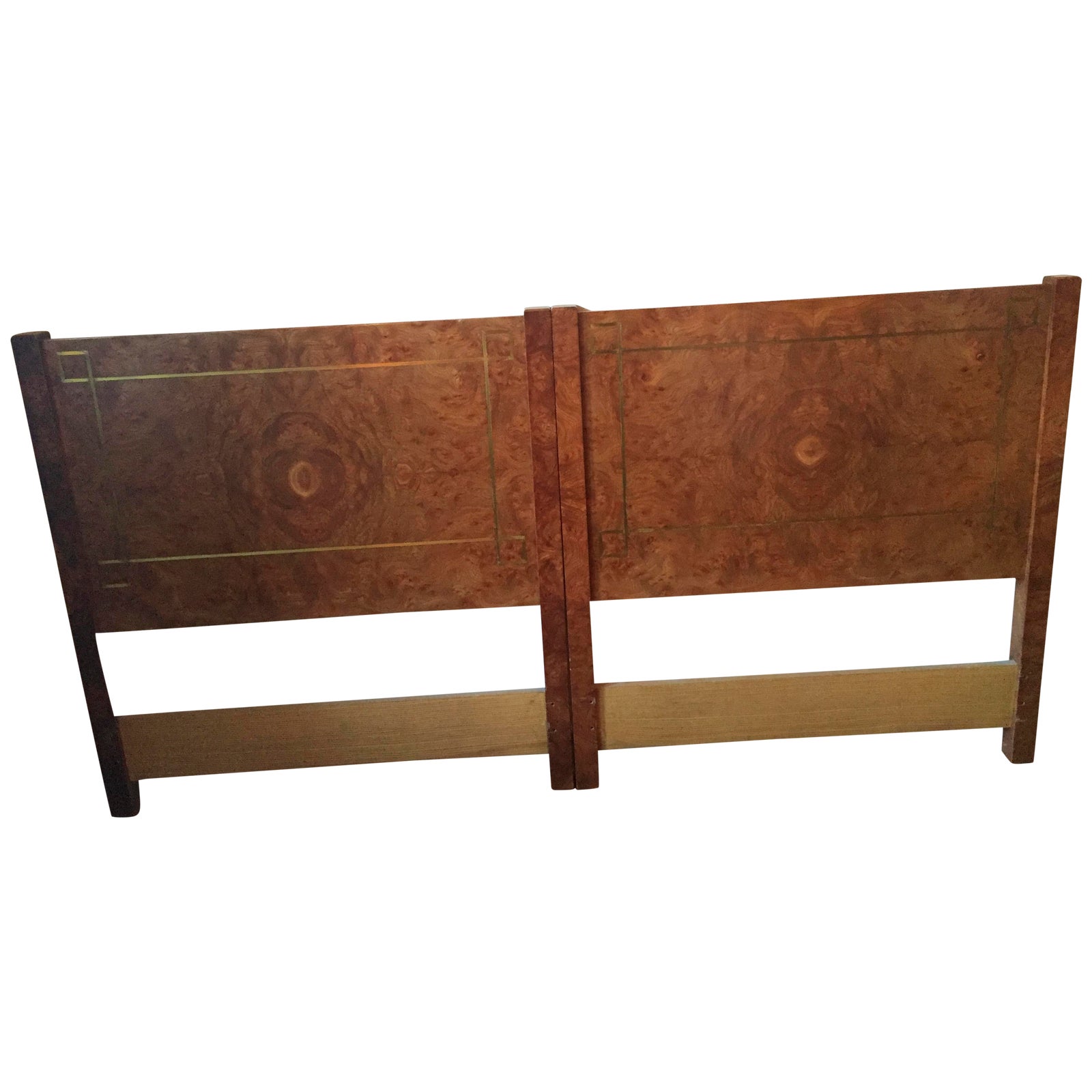Greek Key Inlay Burl Twin Headboards A Pair Chairish