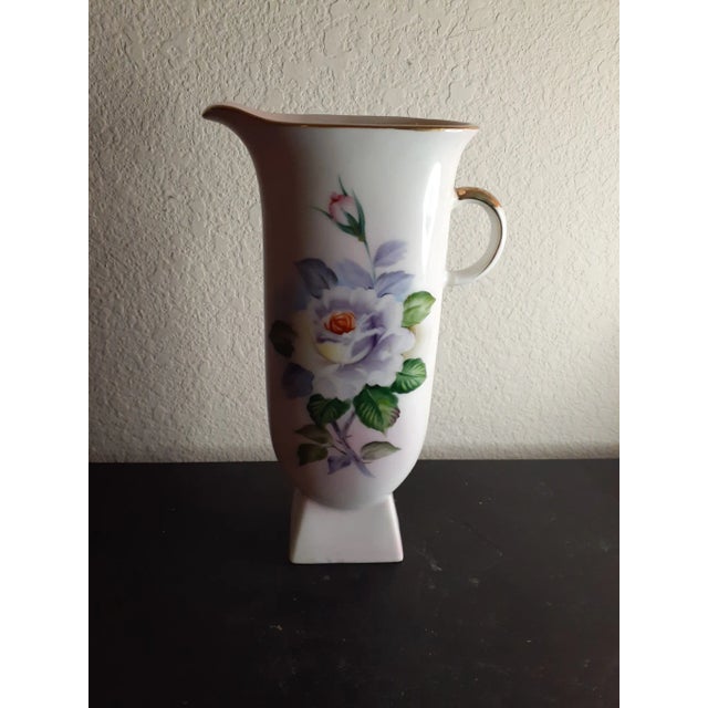 Ceramic 1970s Lefton Hand-Painted in Japan Floral Pitcher Vase For Sale - Image 7 of 7