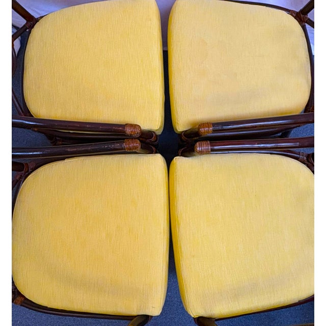 Vintage McGuire Inspired Target Back Style Bamboo and Rawhide Wrapped Arm Chairs With Cushions- Set of 4 For Sale - Image 15 of 18