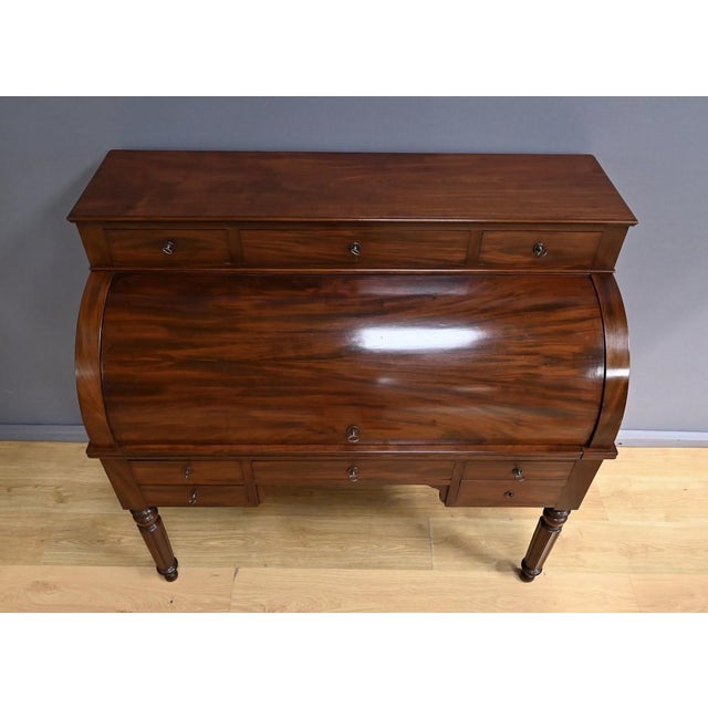 Restoration Mahogany Cylinder Desk, Early 19th Century For Sale - Image 4 of 18