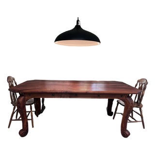 Hand-Carved Solid Mesquite Wood Dining Table For Sale