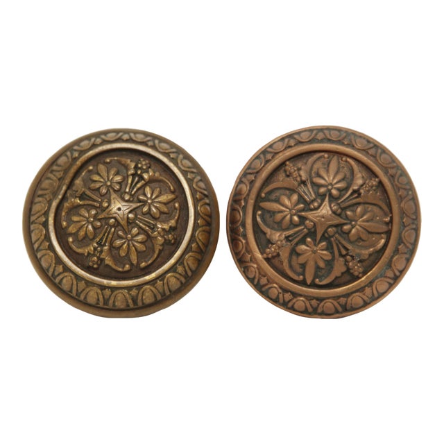Pair of Antique Russell & Erwin Bronze Door Knobs For Sale