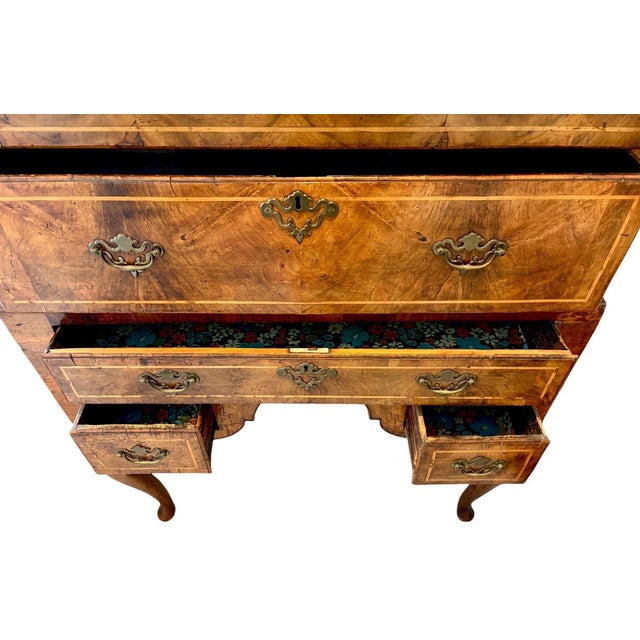 19th Century English Burled Walnut Highboy Chest on Stand For Sale - Image 18 of 18