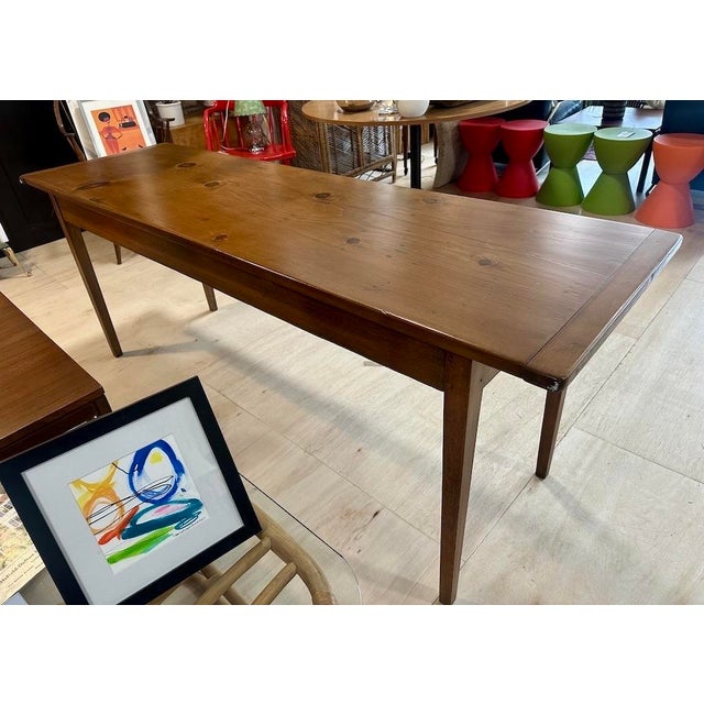 Late 19th Century Antique French Farmhouse Work Table W/ Drawer For Sale - Image 5 of 17