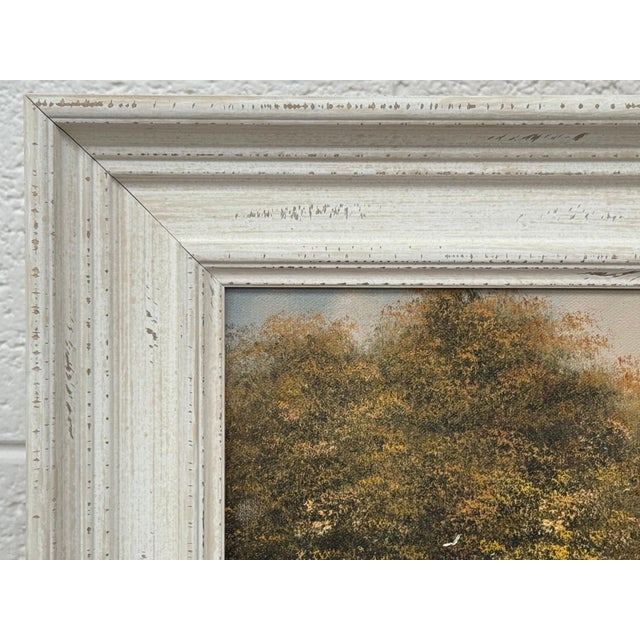 Realism Serene Countryside Landscape with Sailboat & Wild Flowers in English Countryside 1980 Circa For Sale - Image 3 of 18