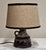 Textile Vintage Pan Table Lamp with Fat Lava Brown Ceramic Base and Beige Fabric Shade, 1970s For Sale - Image 7 of 9
