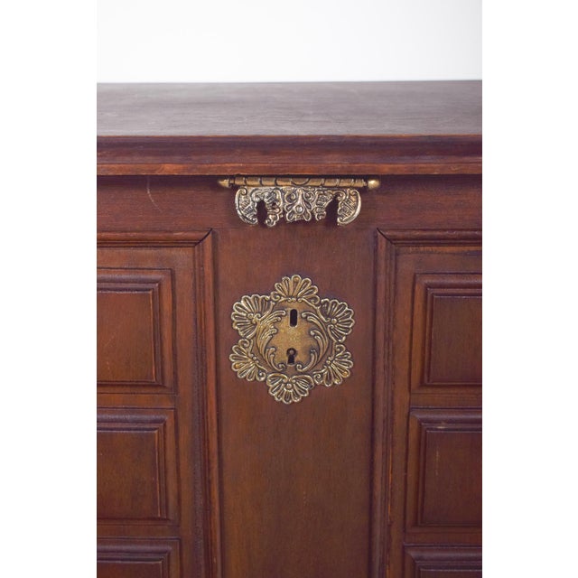 Vintage Portuguese Dark Wood Chest, 1920s For Sale - Image 10 of 11