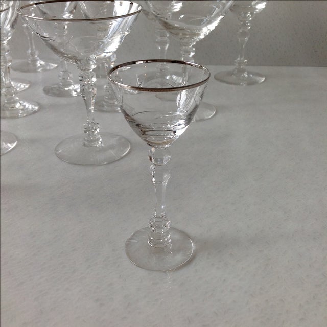 Metal Mid-Century Cut Crystal Barware by Fostoria - Set of 26 For Sale - Image 7 of 11