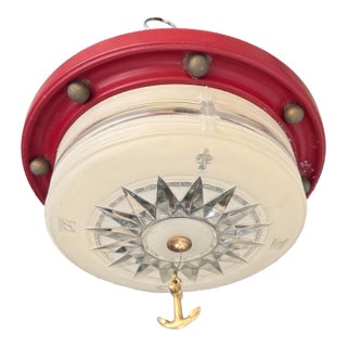 Mid 20th Century Lightolier Nautical Flush Mount Light Fixture For Sale
