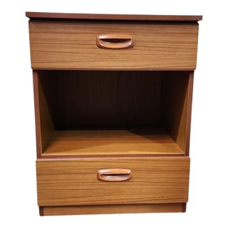 1960s Mid Century Modern Schreiber Wheeled Teak Bedside Table For Sale