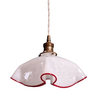 Art Deco Pendant Light in Pleated Speckled Glass, 1930s For Sale