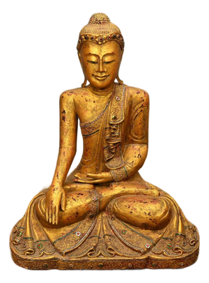 Burmese Artist, Buddhist Statue of Lotus Buddha, Gilt Sculpture
