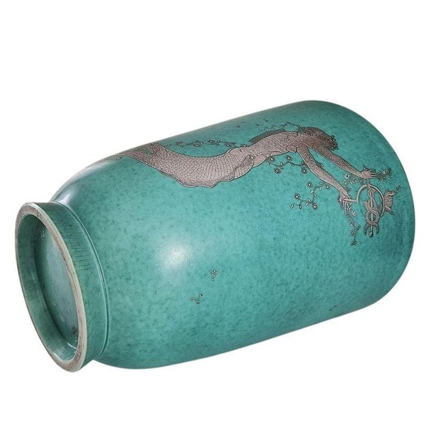 Metal Large Argenta Vase by Wilhelm Kåge for Gustavsberg, Sweden, 1930s For Sale - Image 7 of 11