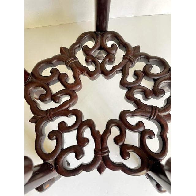 Mid 20th Century Asian Rosewood Hongmu Dragon Glass Side Table For Sale - Image 12 of 13