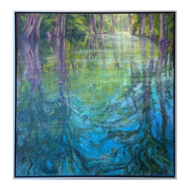 Contemporary Nancy Paris Pruden "Cypress Creek" Contemporary Naturalistic River Landscape Nature Painting, 2020s For Sale - Image 3 of 10