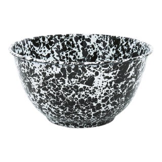 Crow Canyon Home Splatterware, Large Salad Bowl in Black & White For Sale