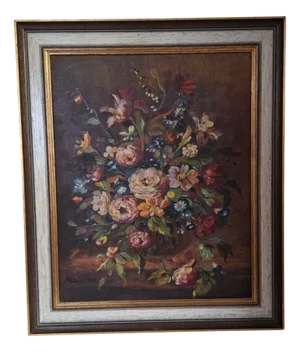 Lotte Meurer, Flower Still Life, 1970s, Oil on Canvas, Framed
