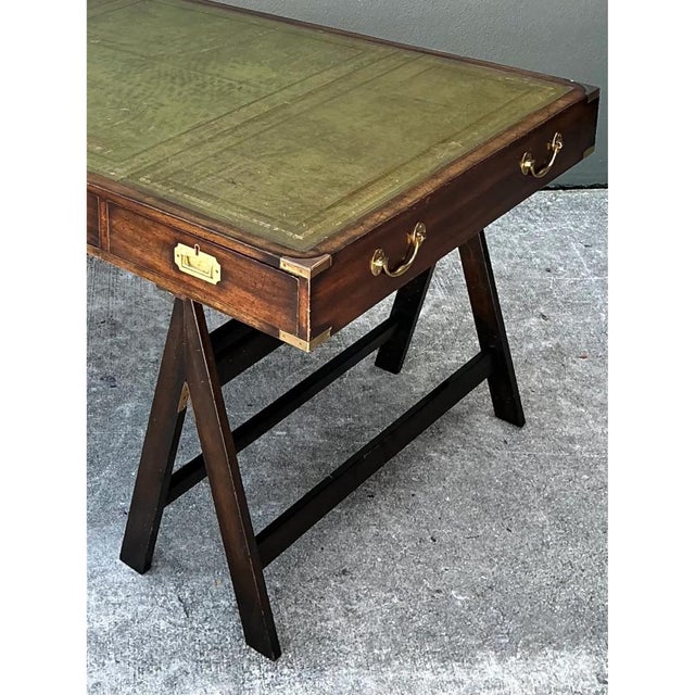 Sienna Vintage Wood and Leather Campaign Desk For Sale - Image 8 of 12