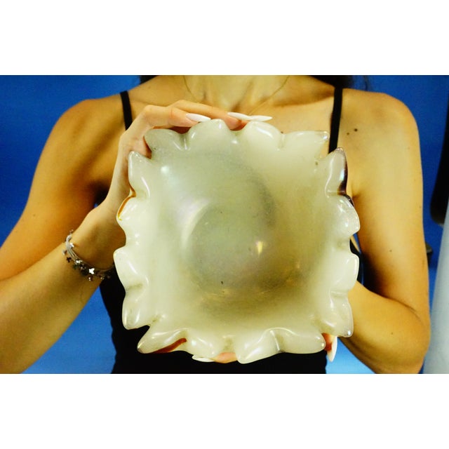 20th Century Iridato Milk Glass Pocket Emptier by Dino Martens for Toso-Murano, Italy, 1950s For Sale - Image 8 of 18