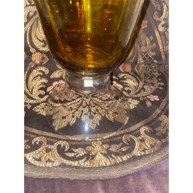 Amber Glass Vase. Vintage 1950s Pedestal Amber Glass Vase, Made in England For Sale - Image 11 of 12